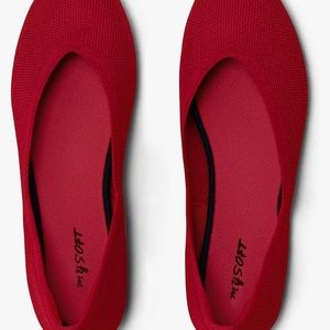 Mysoft shoes red ballet flats comfortable
